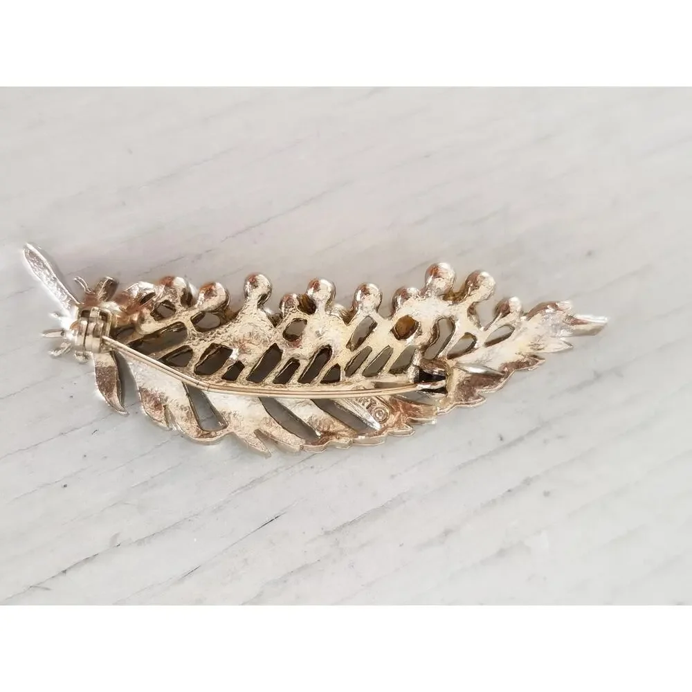 Vintage Signed ART Arthur Pepper Faux Pearl Leaf Brooch